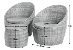 Habitat 2 Seater Wicker Garden Barrel Bistro Set - Grey -Habitat 9401088 R E001