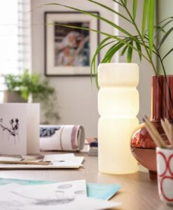 Habitat Parr Glass Column Table Lamp - White 13 Habitat Parr Glass Column Table Lamp - White -Habitat 9404504 R Z002C