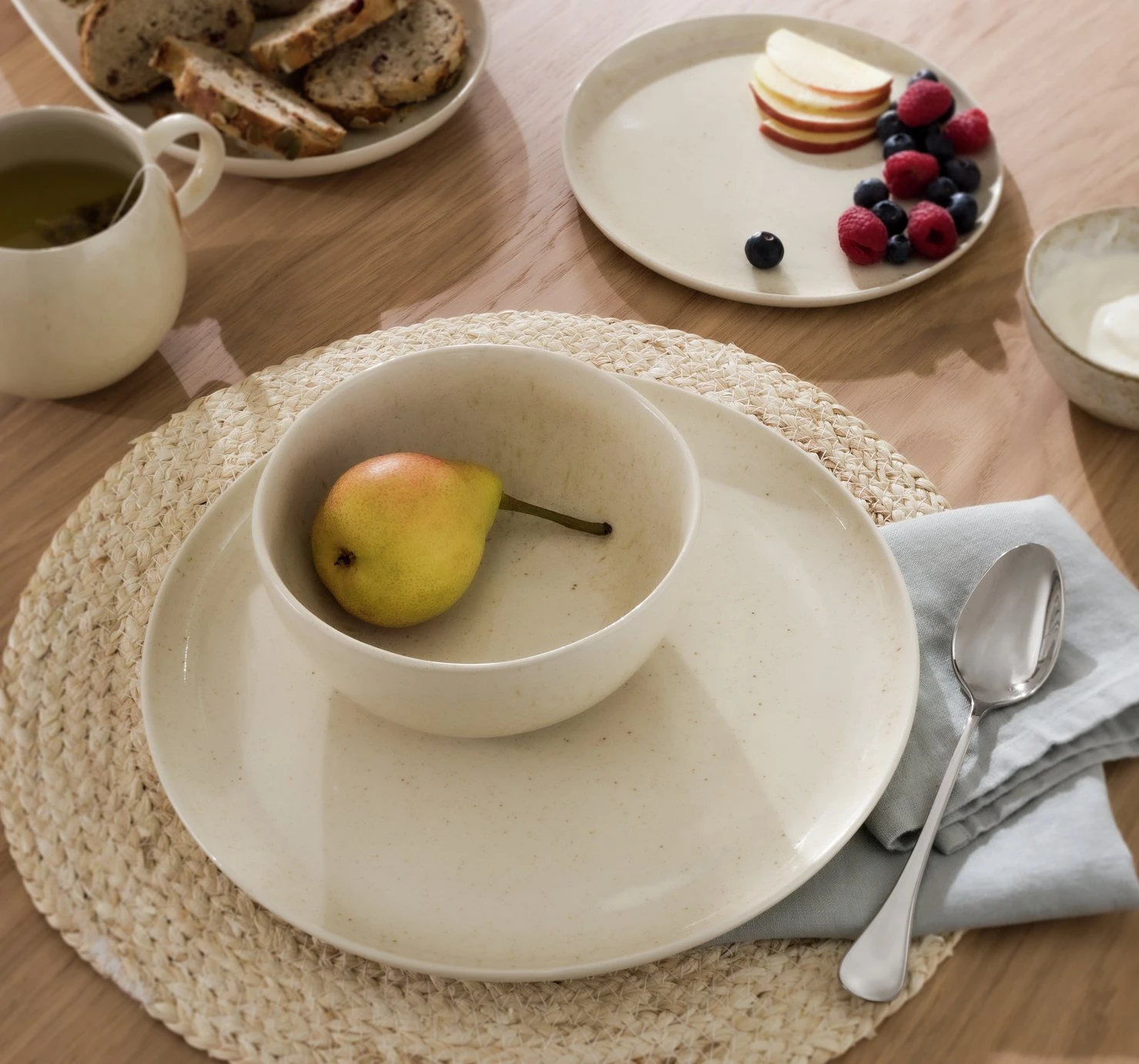 Habitat Evora 12 Piece Stoneware Dinner Set - Natural 4 Habitat Evora 12 Piece Stoneware Dinner Set - Natural - Image 2