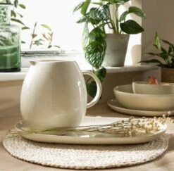 Habitat Evora Stoneware Jug - Natural -Habitat 9438893 R Z001C