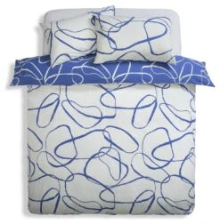 Habitat Linear Pebbles Blue & White Bedding Set - Single -Habitat 9441938 R Z004A