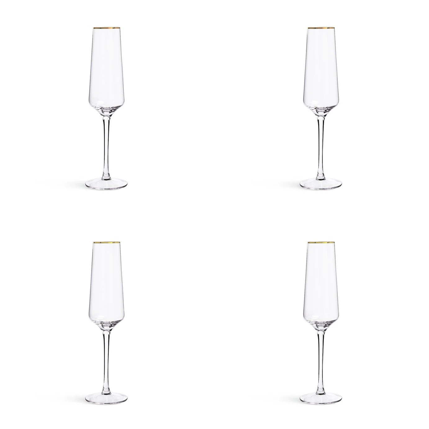 Habitat Gold Rim Set Of 4 Prosecco Flute - Clear 3 Habitat Gold Rim Set Of 4 Prosecco Flute - Clear