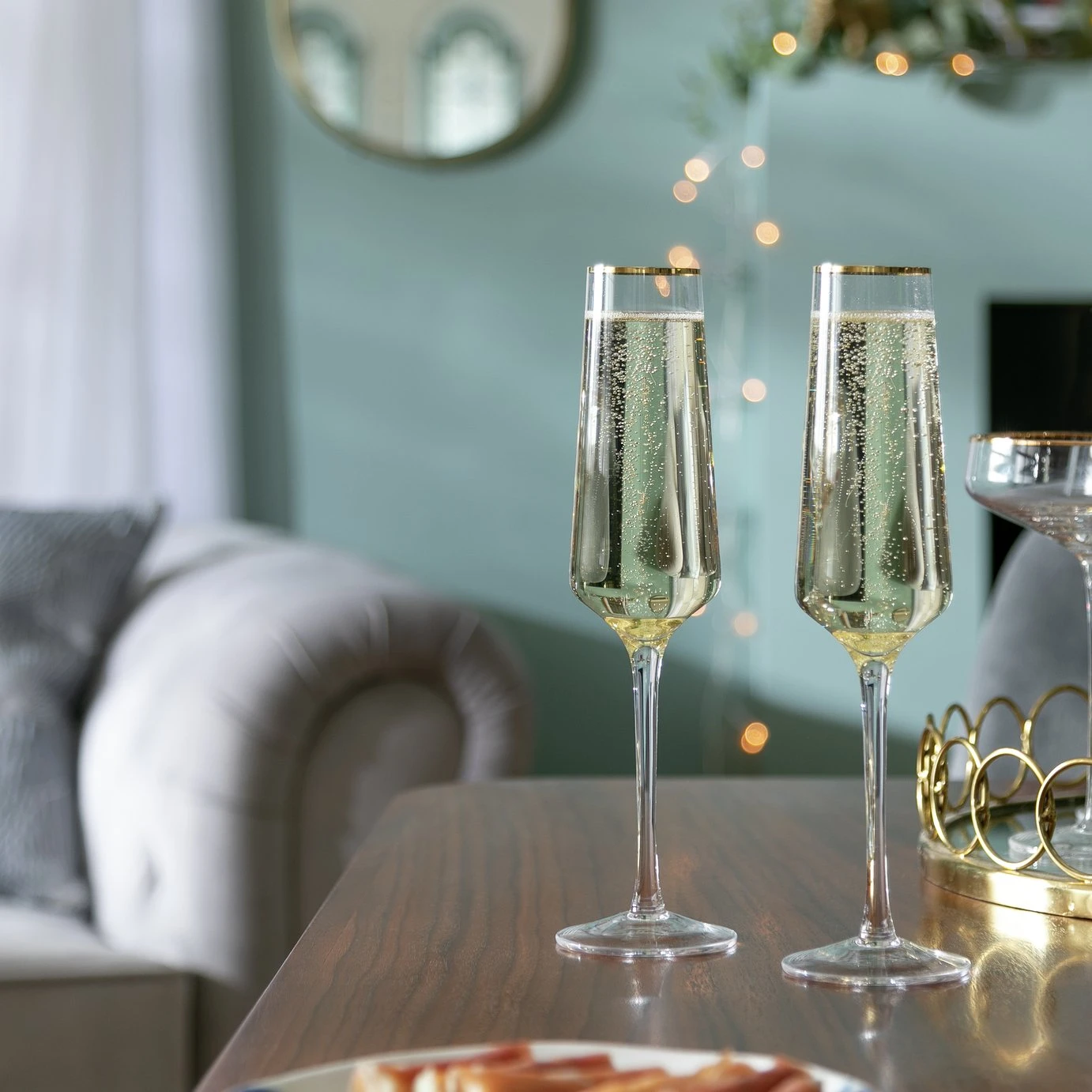 Habitat Gold Rim Set Of 4 Prosecco Flute - Clear 4 Habitat Gold Rim Set Of 4 Prosecco Flute - Clear - Image 2