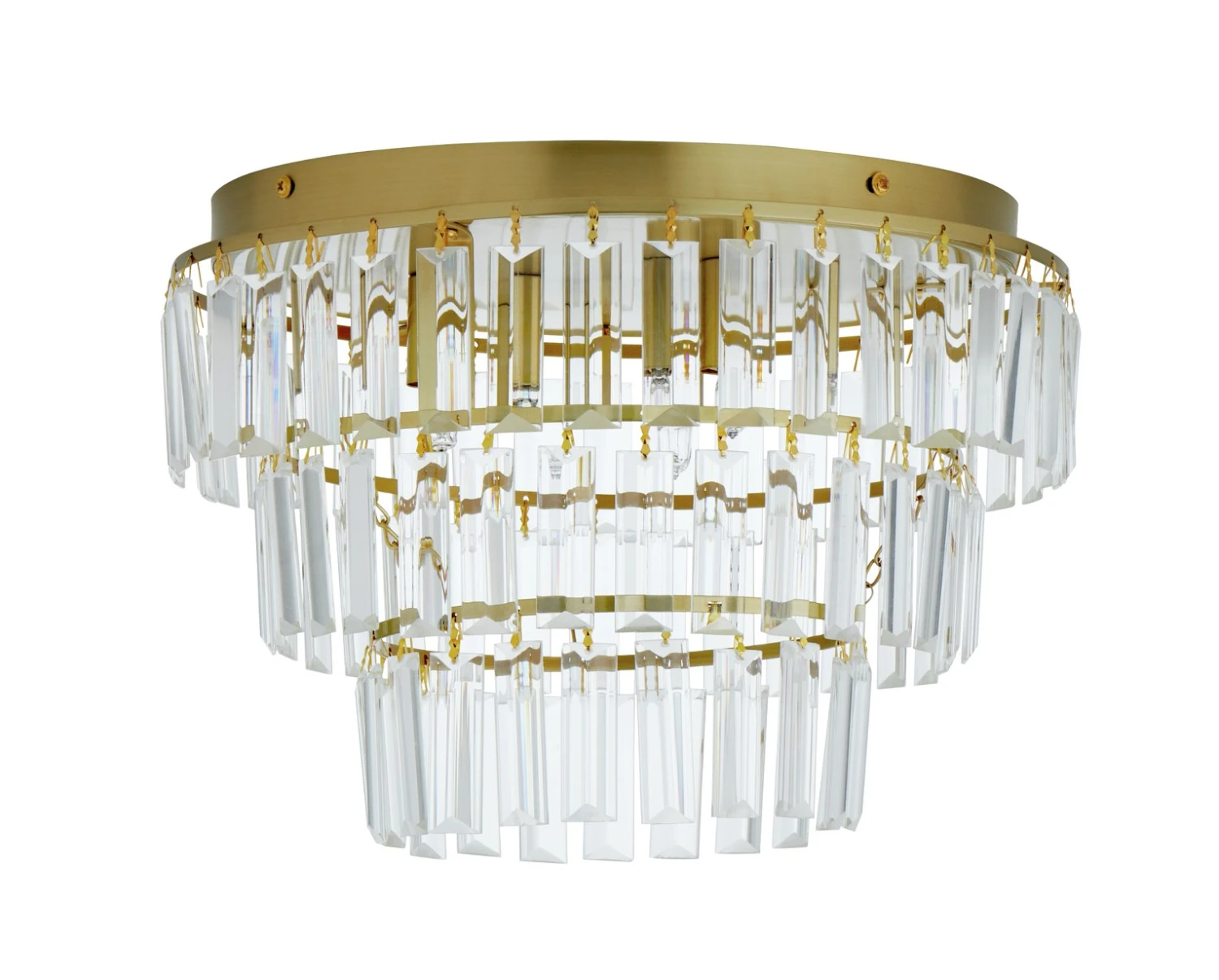 Habitat Presley Glass 3 Tier Flush To Ceiling Light - Brass 4 Habitat Presley Glass 3 Tier Flush To Ceiling Light - Brass - Image 2