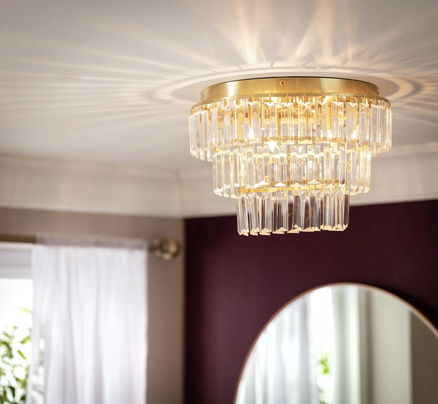 Habitat Presley Glass 3 Tier Flush To Ceiling Light - Brass 6 Habitat Presley Glass 3 Tier Flush To Ceiling Light - Brass - Image 4