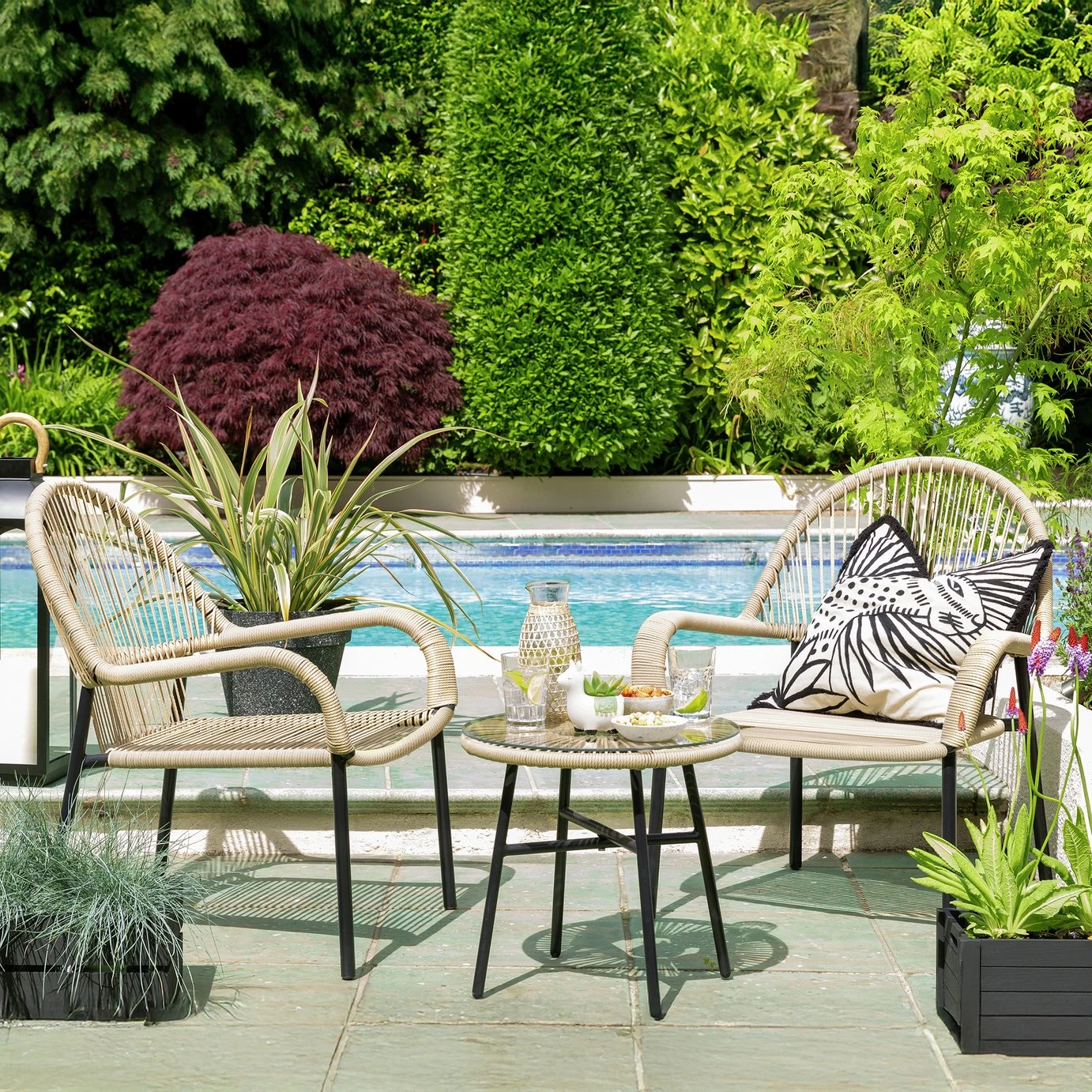 Habitat Java 2 Seater Metal Garden Bistro Set - Natural 3 Habitat Java 2 Seater Metal Garden Bistro Set - Natural