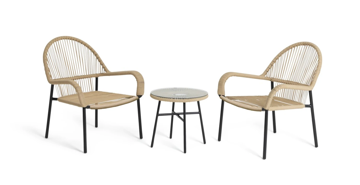 Habitat Java 2 Seater Metal Garden Bistro Set - Natural 6 Habitat Java 2 Seater Metal Garden Bistro Set - Natural - Image 4