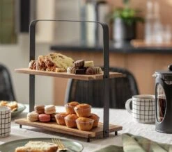 Habitat Industrial Two Tier Wooden Serving Platter 9 Habitat Industrial Two Tier Wooden Serving Platter -Habitat 9474857 R Z002C