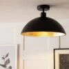 Habitat Yuno Leaf Flush To Ceiling Light - Black And Gold -Habitat 9487521 R Z001A