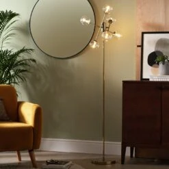 Habitat Glam 6 Light Glass Floor Lamp – Gold -Habitat 9487916 R Z002C