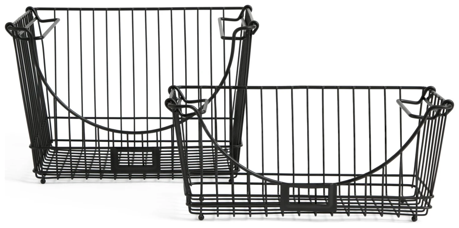 Habitat Pack Of 2 Storage Basket With Label Slot - Black 3 Habitat Pack Of 2 Storage Basket With Label Slot - Black