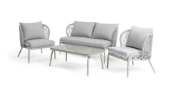 Habitat Riya 4 Seater Cane Effect Garden Sofa Set-Light Grey