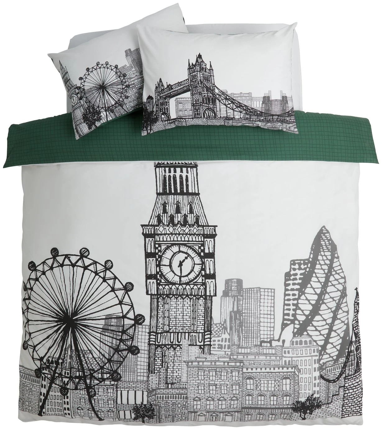 Habitat London Skyline Print Black &White Bedding Set-Single 5 Habitat London Skyline Print Black &White Bedding Set-Single - Image 3