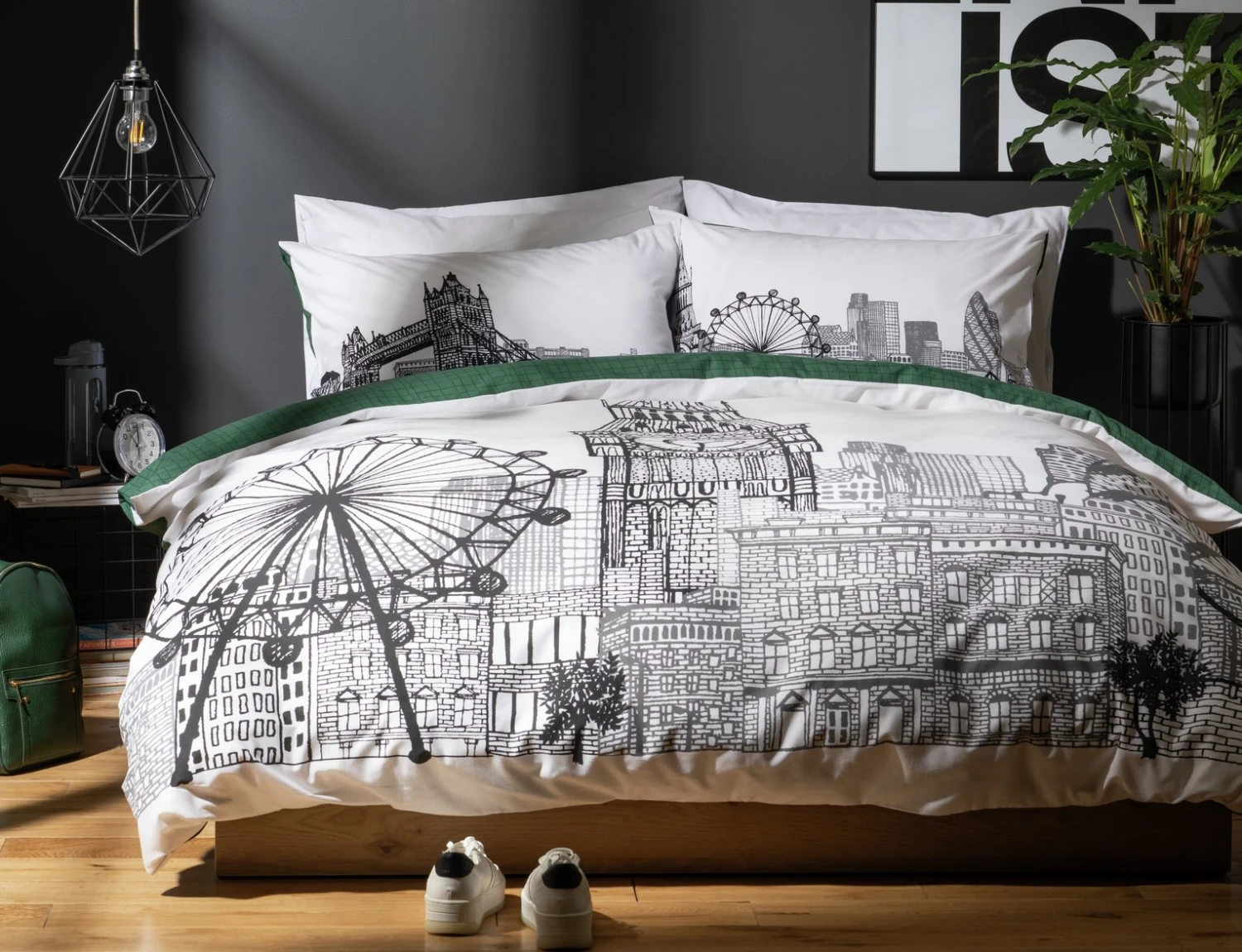 Habitat London Skyline Print Black &White Bedding Set-Single 8 Habitat London Skyline Print Black &White Bedding Set-Single - Image 6
