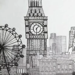 Habitat London Skyline Print Black &White Bedding Set-Single 17 Habitat London Skyline Print Black &White Bedding Set-Single -Habitat 9511026 R Z017A