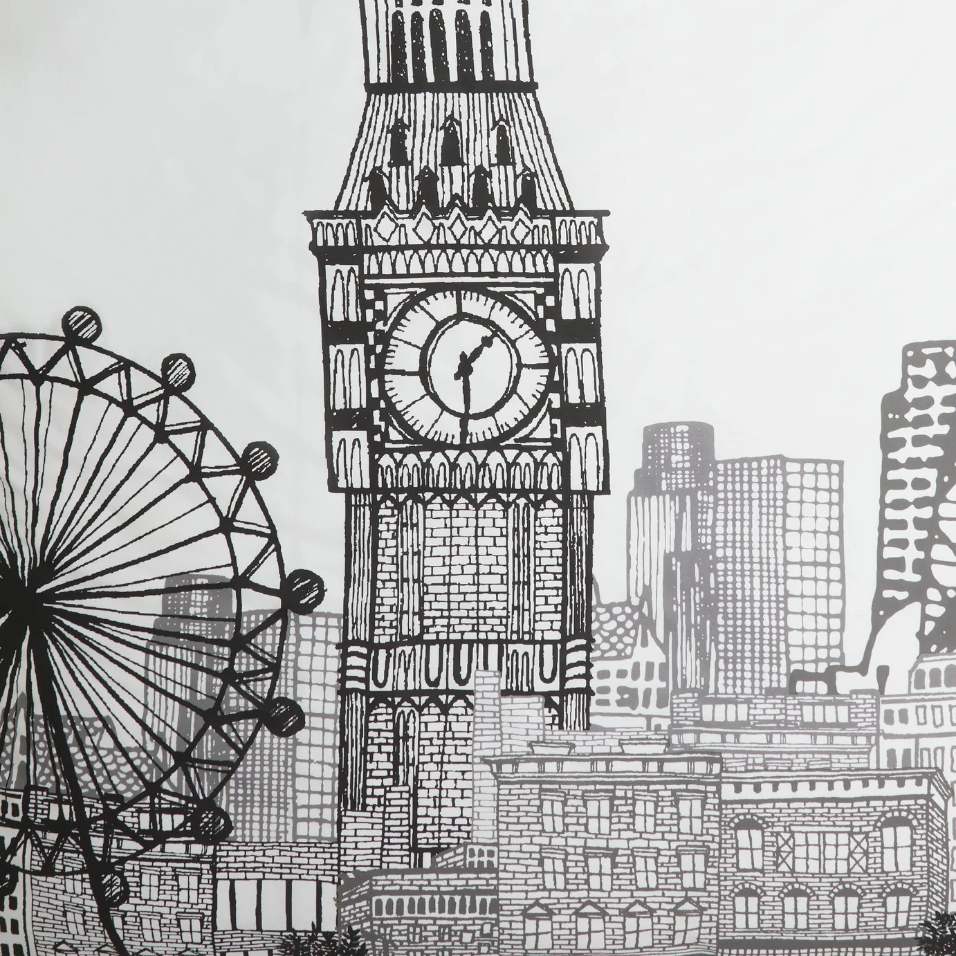 Habitat London Skyline Print Black &White Bedding Set-Single 10 Habitat London Skyline Print Black &White Bedding Set-Single - Image 8