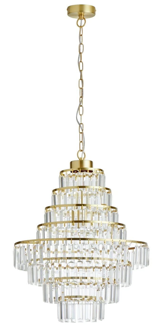 Habitat Presley Glass 8 Tier Chandelier - Brass 4 Habitat Presley Glass 8 Tier Chandelier - Brass - Image 2