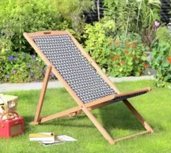 Habitat Folding Wooden Garden Deck Chair - Charcoal -Habitat 9534883 R Z002C