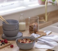 Habitat Evora 4 Piece Stoneware Cereal Bowl - Blue -Habitat 9537464 R Z001C