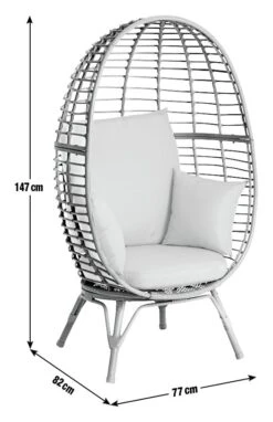 Habitat Kora Rattan Effect Garden Egg Chair - Grey -Habitat 9539060 R E001