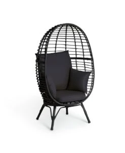 Habitat Kora Rattan Effect Garden Egg Chair - Black -Habitat 9539060 R Z002A