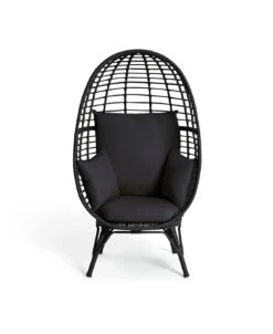 Habitat Kora Rattan Effect Garden Egg Chair - Black -Habitat 9539060 R Z003A