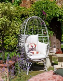 Habitat Kora Rattan Effect Garden Egg Chair - Grey -Habitat 9540815 R Z001C
