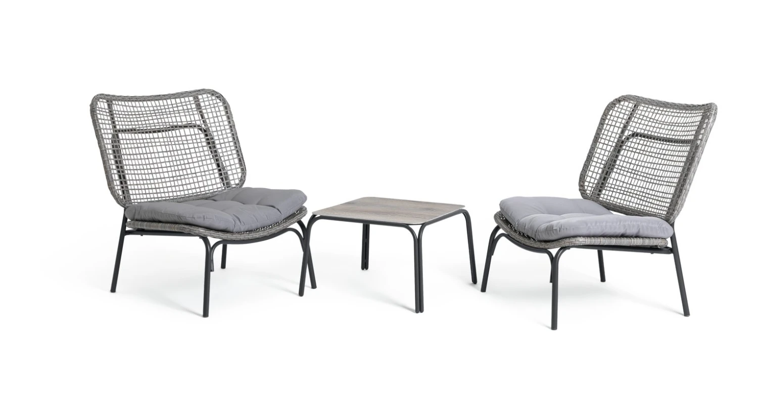 Habitat Nora 2 Seater Metal Garden Bistro Set - Grey 3 Habitat Nora 2 Seater Metal Garden Bistro Set - Grey