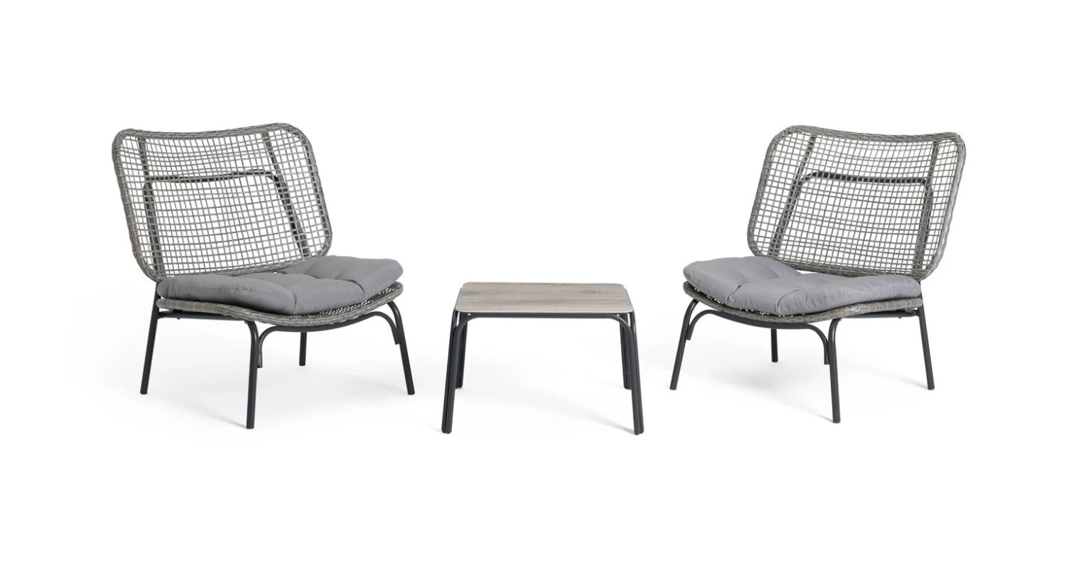 Habitat Nora 2 Seater Metal Garden Bistro Set - Grey 6 Habitat Nora 2 Seater Metal Garden Bistro Set - Grey - Image 4