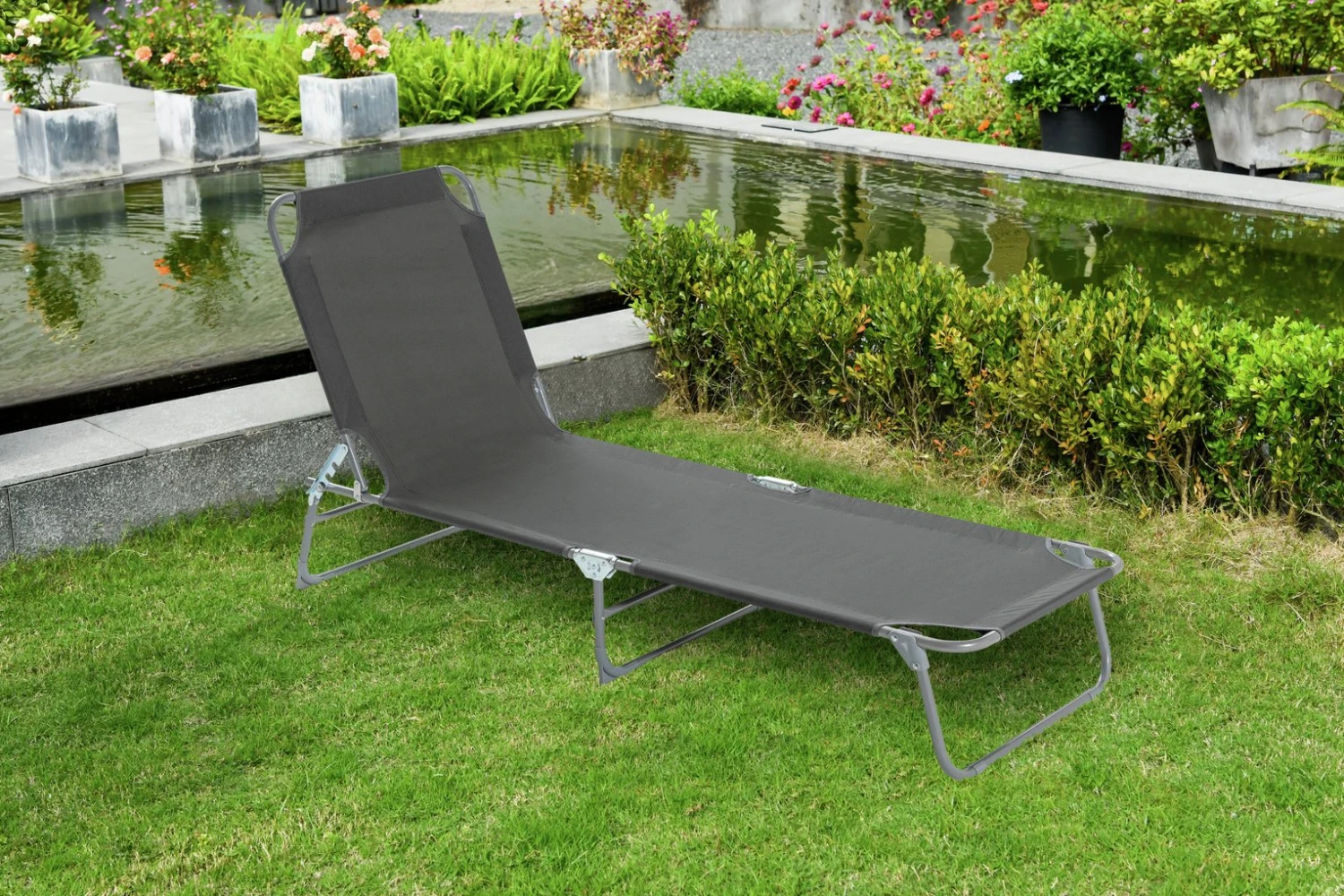 Habitat Folding Metal Sun Lounger - Charcoal 3 Habitat Folding Metal Sun Lounger - Charcoal