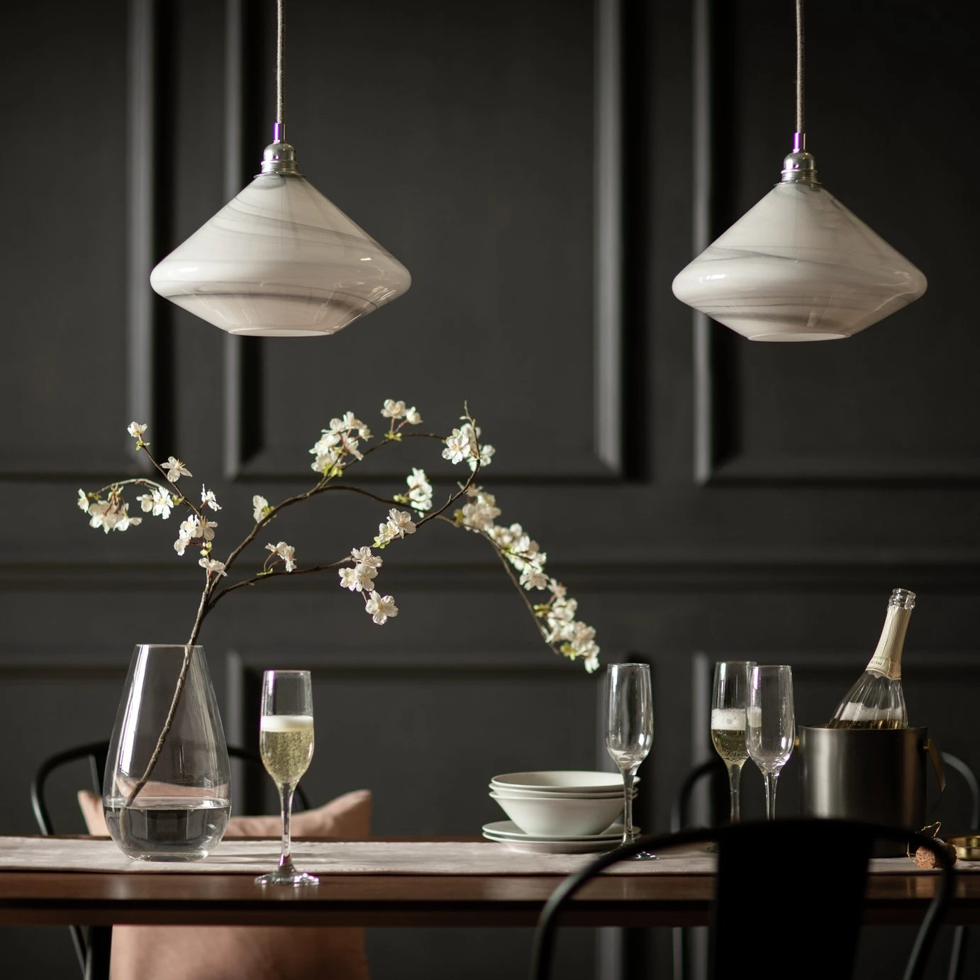 Habitat Lati Marble Glass Pendant - Black & White 3 Habitat Lati Marble Glass Pendant - Black & White