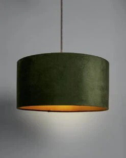 Habitat Gaia Velvet & Foil 40cm Drum Shade - Chive -Habitat 9602564 R Z004C