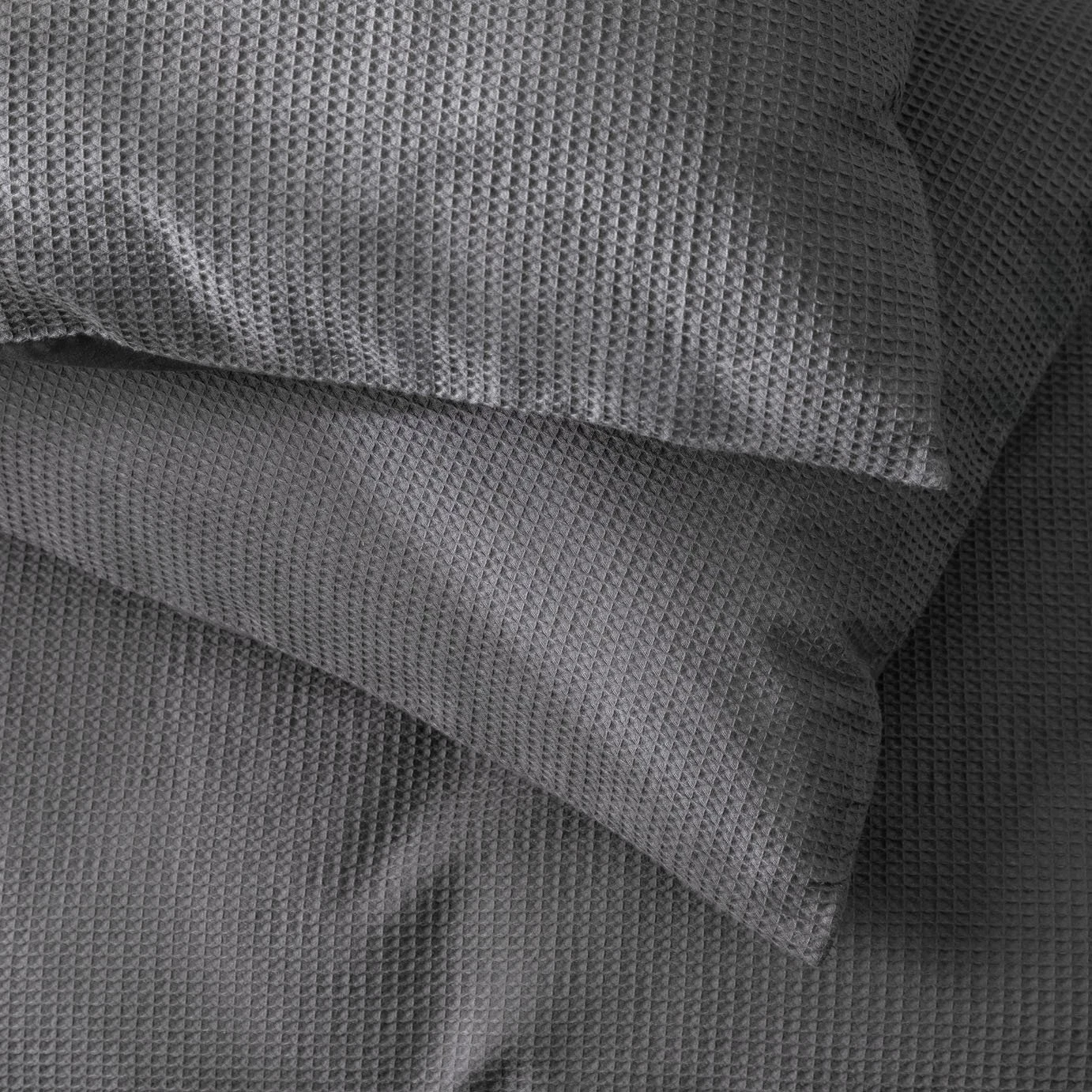 Habitat Cotton Waffle Plain Charcoal Bedding Set - Single 6 Habitat Cotton Waffle Plain Charcoal Bedding Set - Single - Image 4