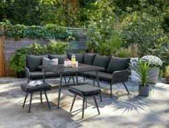 Habitat Malta 6 Seater Rattan Effect Patio Set - Black