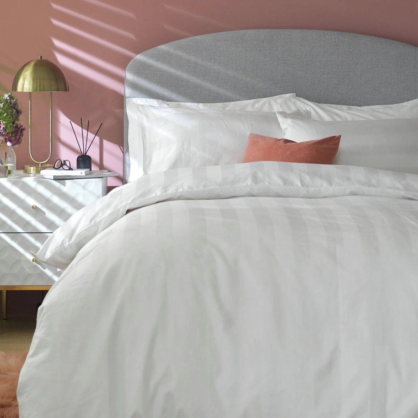 Habitat Cotton 400TC Sateen Stripe White Bedding Set -Double 2 Habitat Cotton 400TC Sateen Stripe White Bedding Set -Double