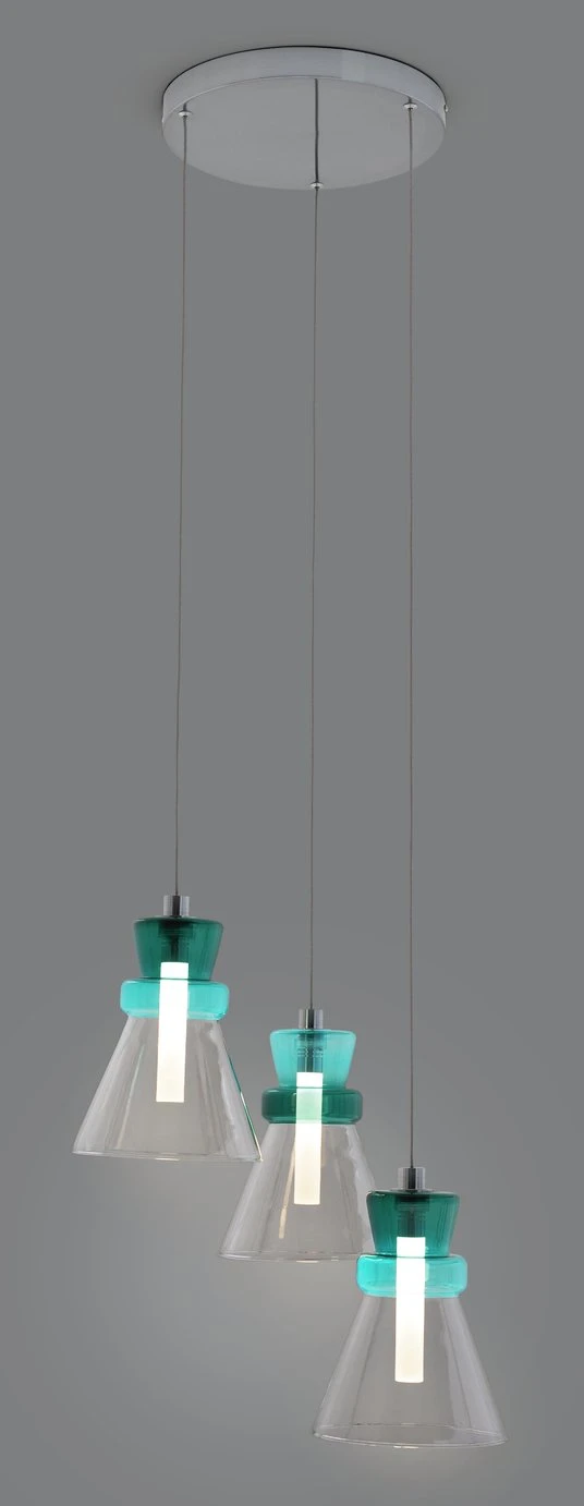 Habitat Vivian Glass 3 Light LED Ceiling Light - Green 8 Habitat Vivian Glass 3 Light LED Ceiling Light - Green - Image 6